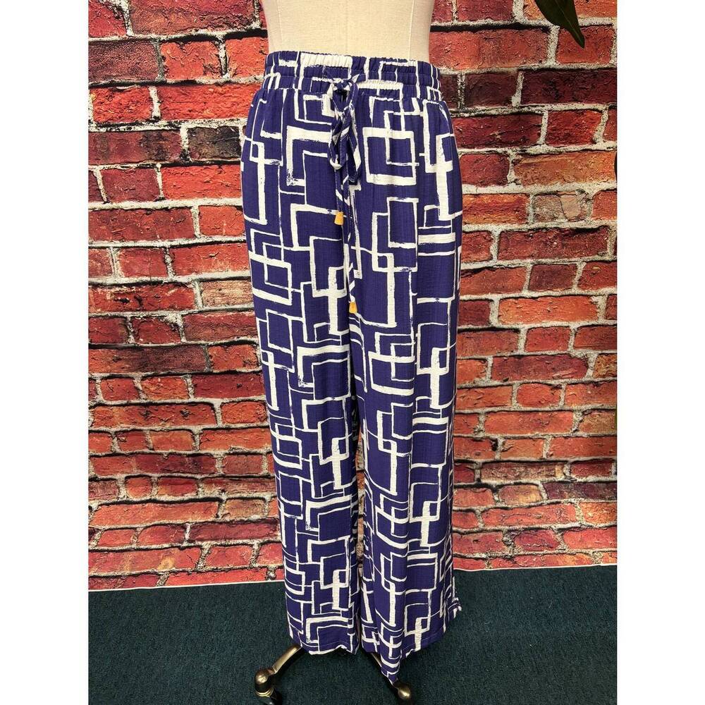 NEW SPIN women's modern lines wide leg pant - plus in navy